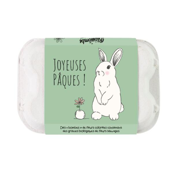 Blossombs - Œufs de Pâques à planter - Lapin - 6 bombes à graines - BIO - face recto